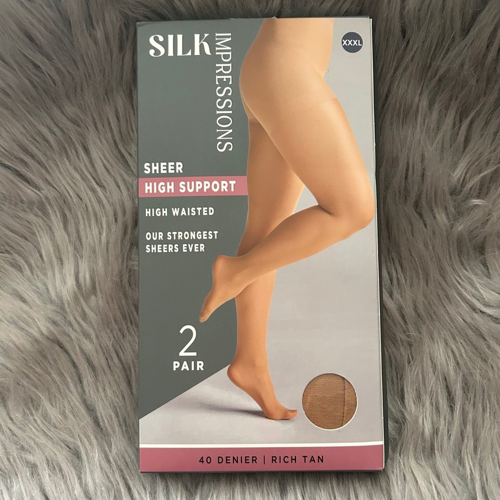 Silk Impressions High Support Sheer Tights Women Size XXXL Rich Tan High Waisted